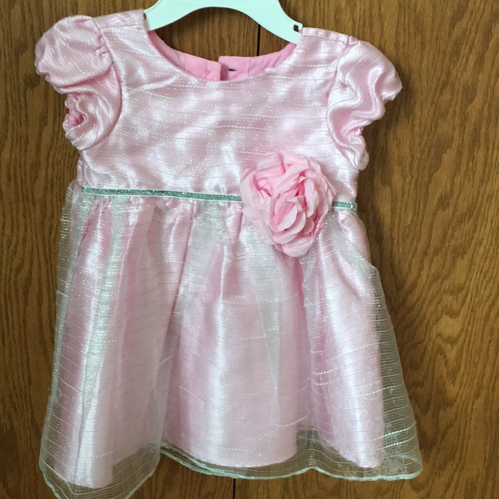 Girl’s metallic silver and pink dress